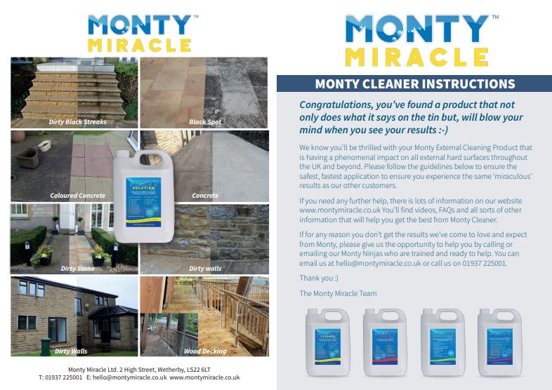 Monty Miracle Fast Patio Cleaner - 2 x 5 Litre + 5L Sprayer Bundle