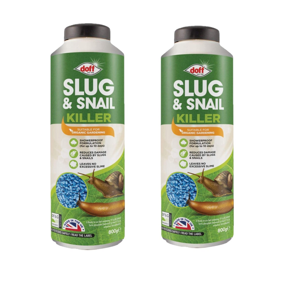 2 x Doff Slug & Snail Killer 800g