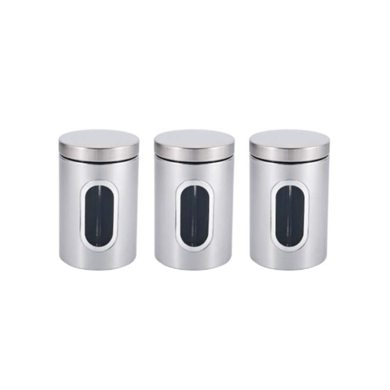 Royal Cuisine Steel Canister Set / Tea, Coffee, Sugar (Pack 3)