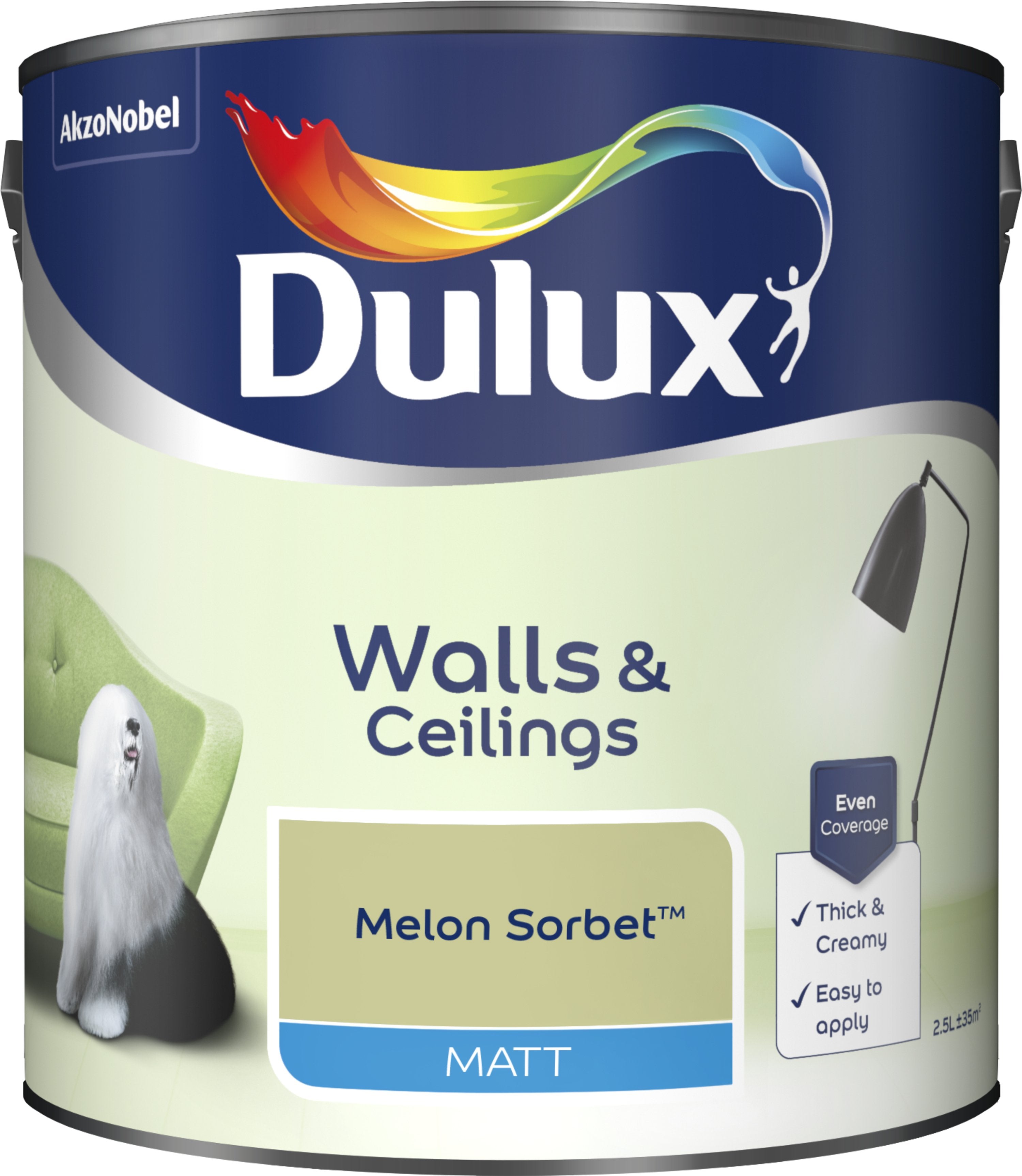 Dulux Matt Emulsion Paint For Walls And Ceilings - Melon Sorbet 2.5L Garden & Diy  Home Improvements