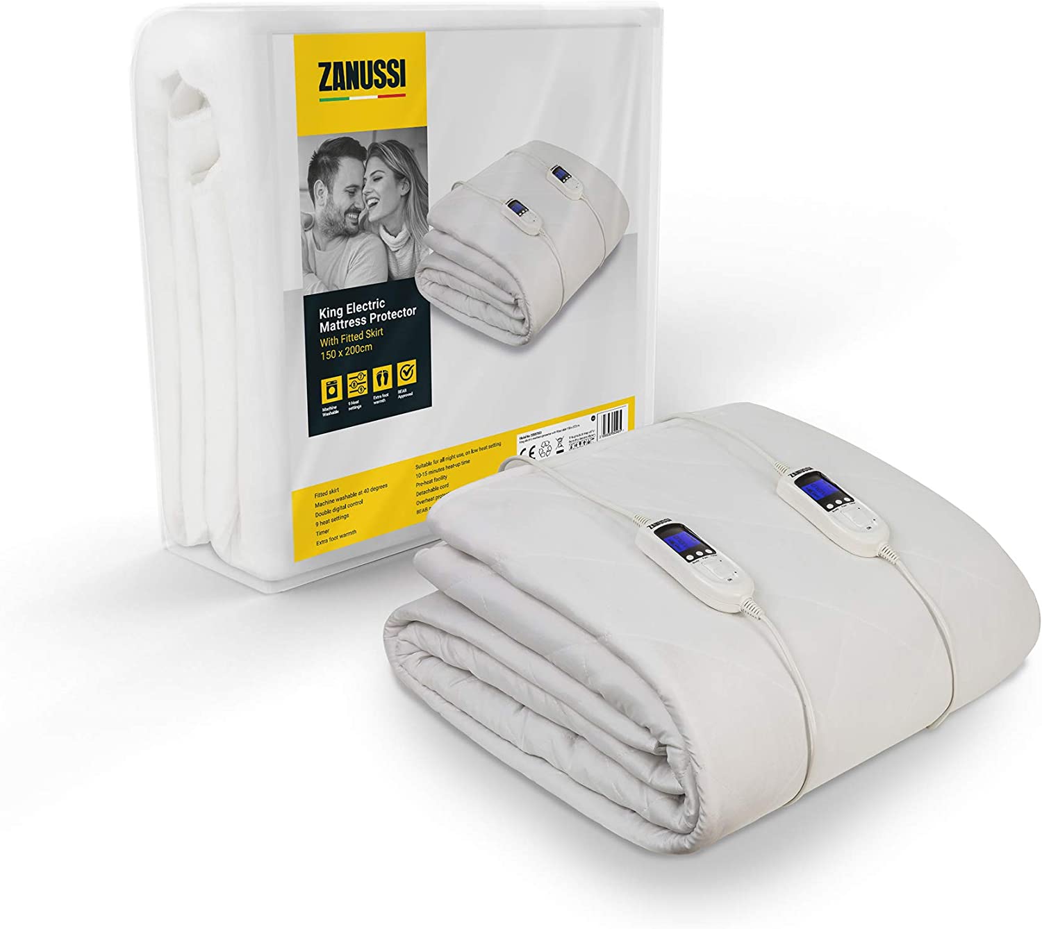 Zanussi King Electric Heated Blanket with 9 Heat Settings and Timer
