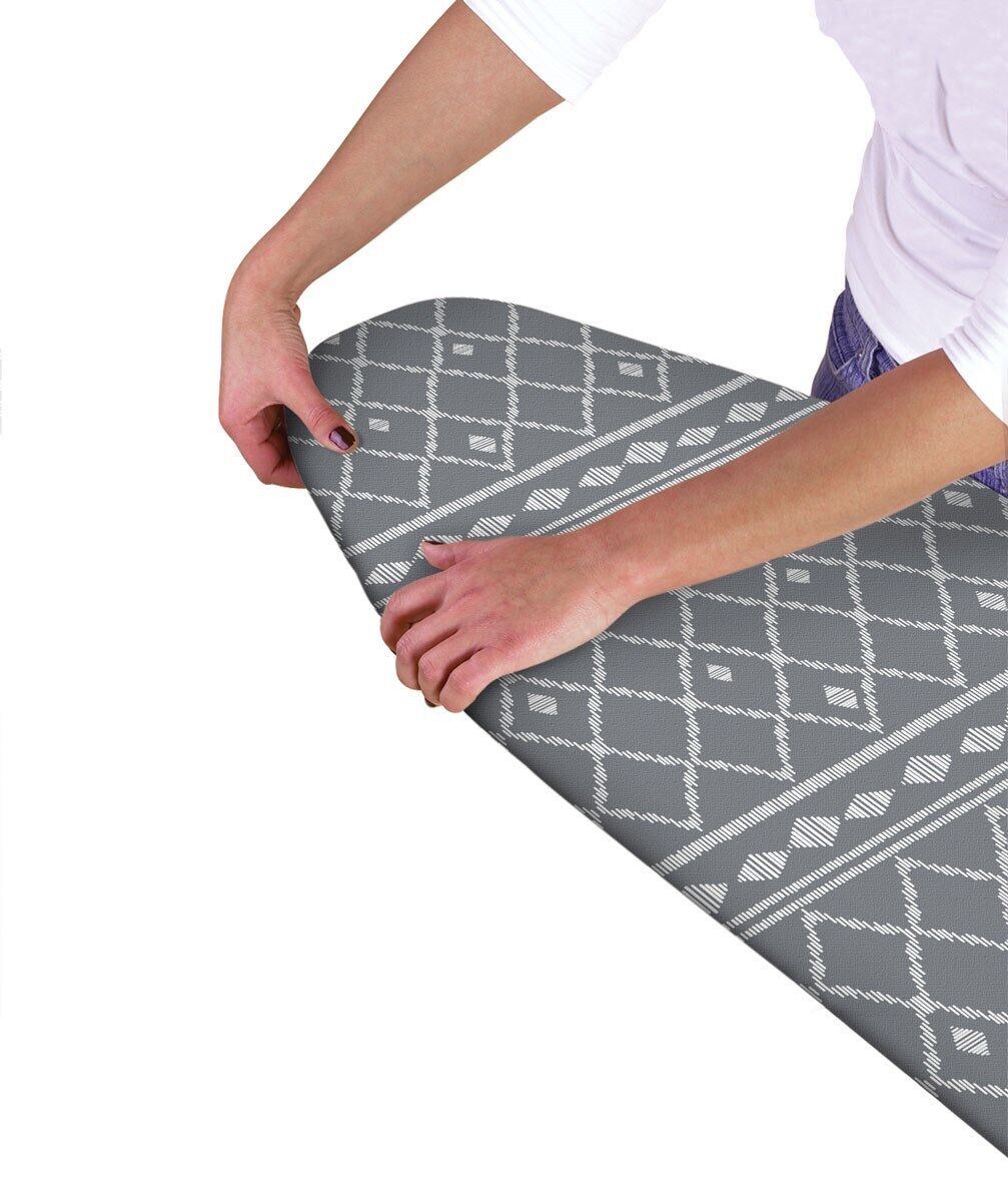 Modern Easy Fit Elasticated Ironing Board Cover - Grey Geometric