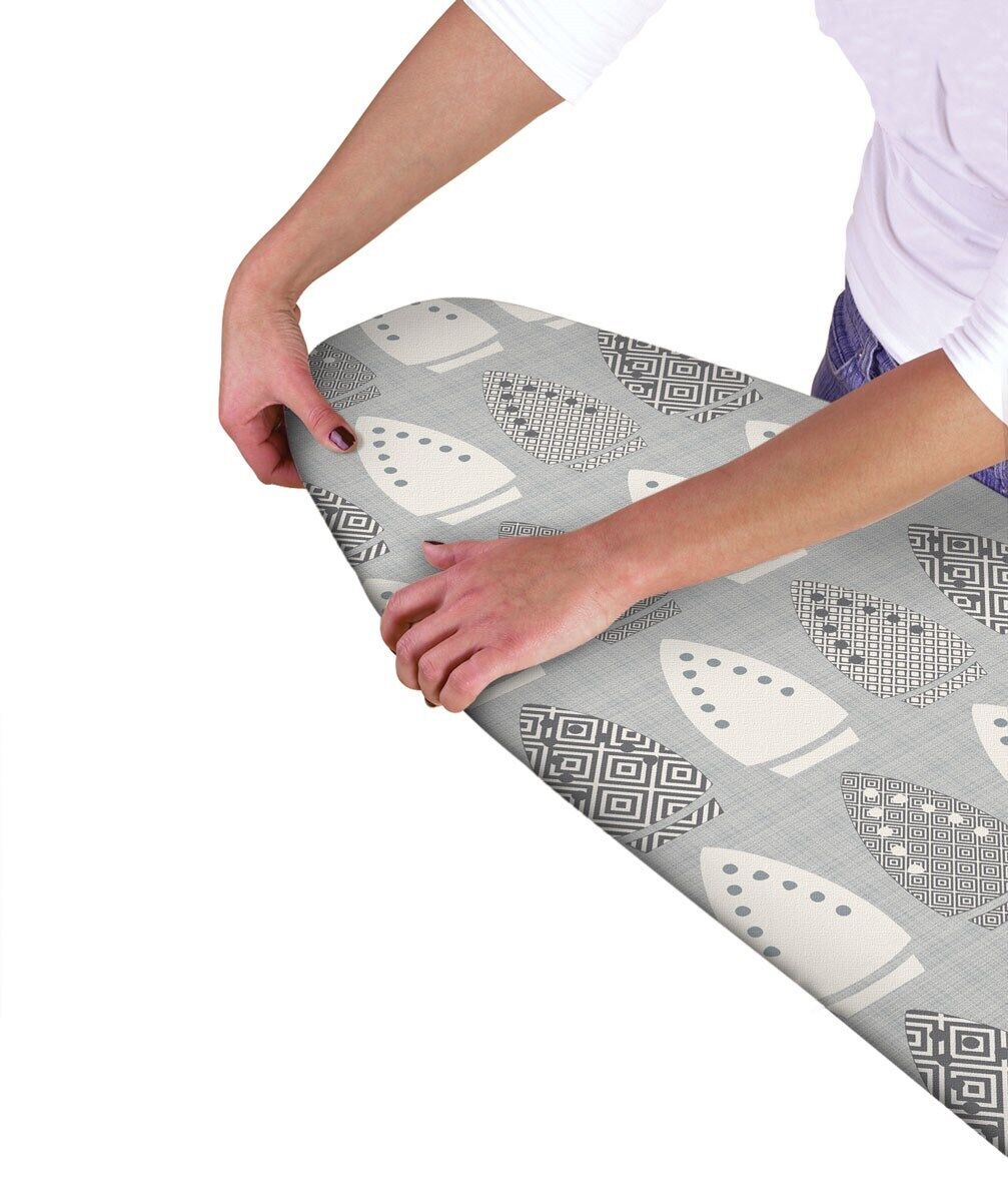 Modern Easy Fit Elasticated Ironing Board Cover - Grey Irons
