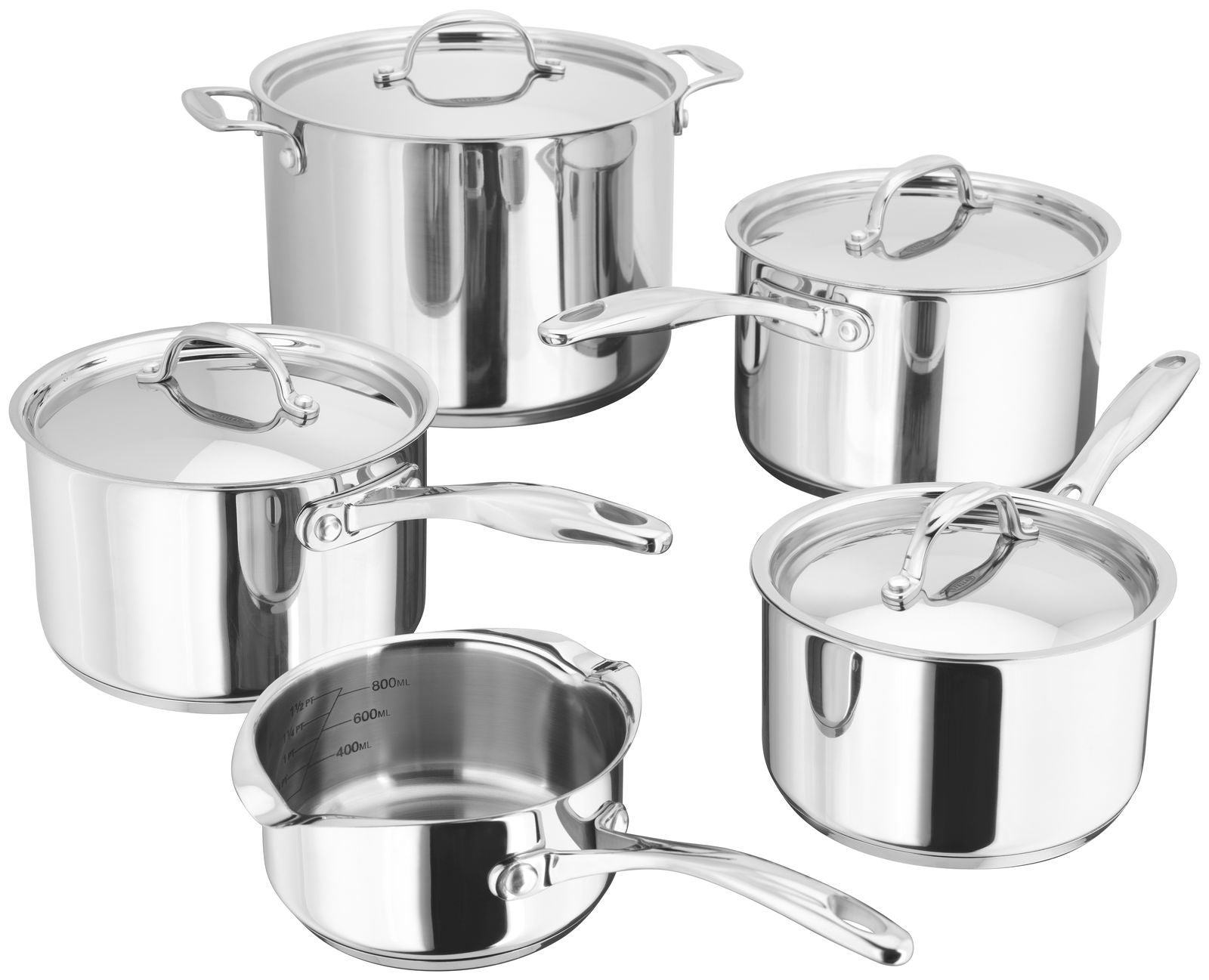 Stellar-7000-Stainless-Steel-Set-of-5-Milkpan-Saucepans-Stockpot