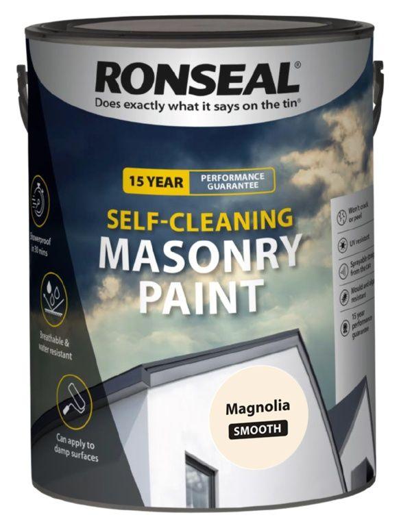 Ronseal SelfClean Masonry Paint Magnolia 5L Ample