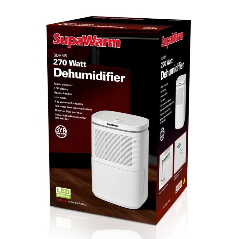 SupaWarm Dehumidifier Size: 274(w) x 258(d) x 484mm(h)