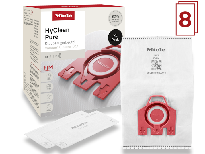Miele XL Pack of 8 FJM HyClean Pure Vacuum Cleaner Bags