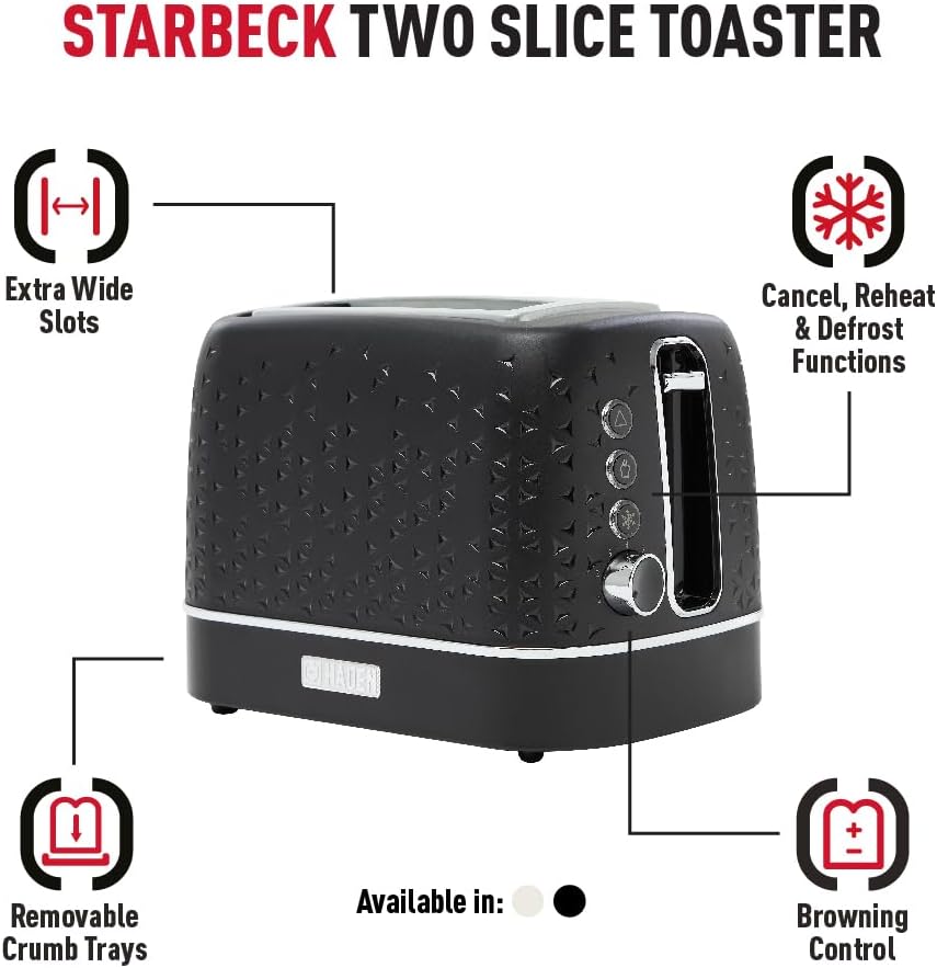 Haden Starbeck Black 2 Slice Toaster