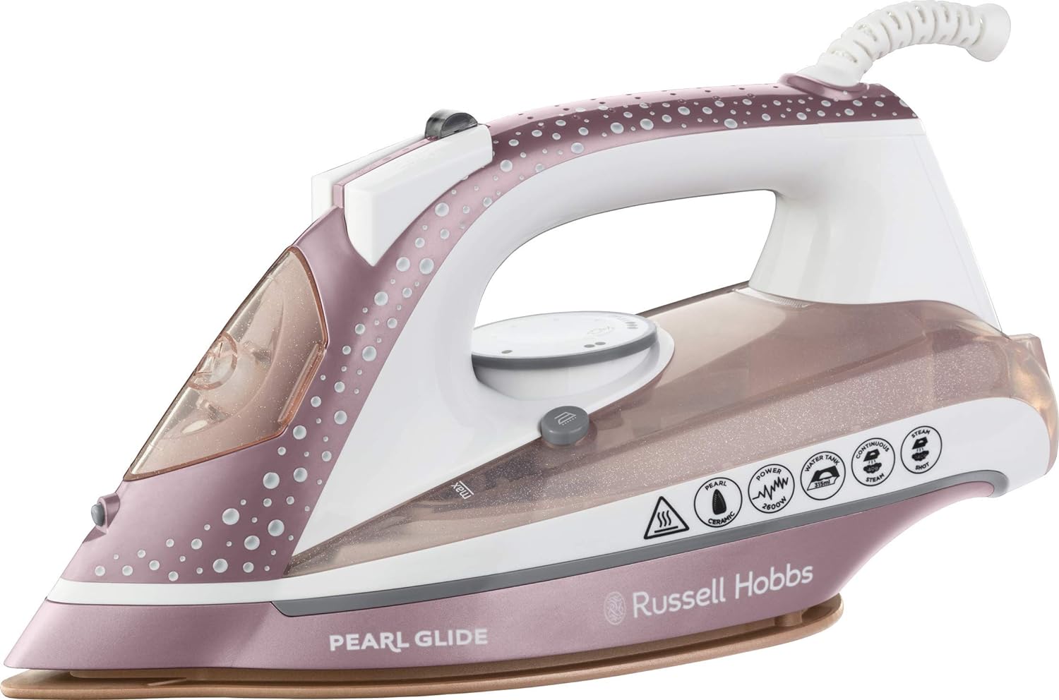 Russell Hobbs Pearl Glide Steam Iron with Pearl Infused Ceramic Soleplate, 315 ml Water Tank