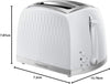 Russell Hobbs Honeycomb 2 Slice Toaster - with Extra Wide Slots and High Lift Feature, White