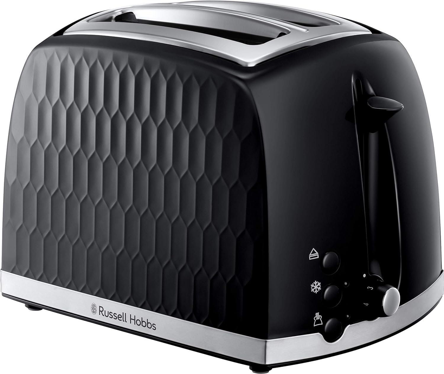 Russell Hobbs Honeycomb 2 Slice Toaster -  with Extra Wide Slots and High Lift Feature, Black