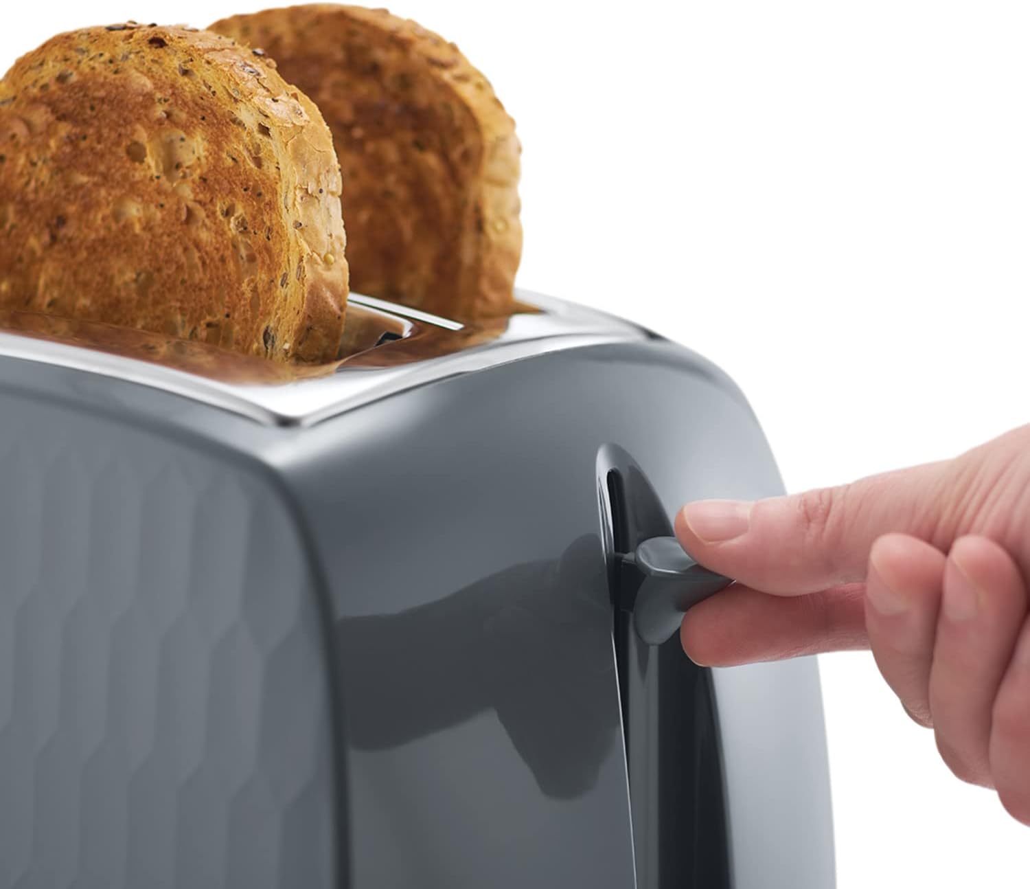 Russell Hobbs Honeycomb 2 Slice Toaster - with Extra Wide Slots and High Lift Feature, Grey