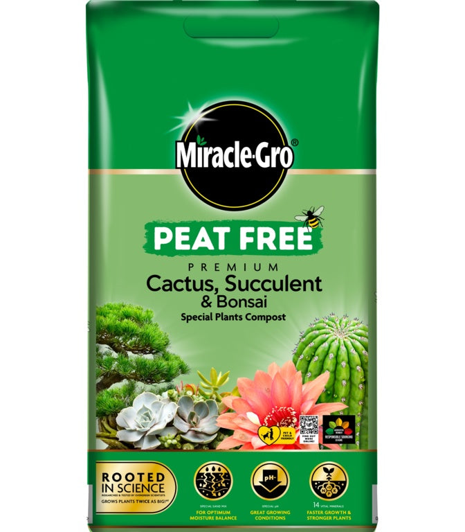 Miracle-Gro Premium Cactus, Succulent & Bonsai Compost, Peat free 10L Bag