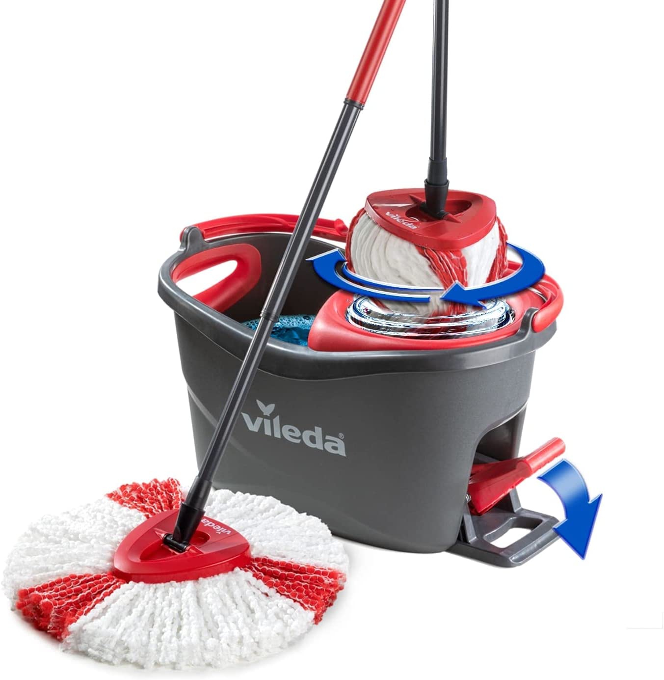 Vileda Turbo Microfibre Mop And Bucket Set, Spin Mop For Cleaning Floors includes Mop & Bucket