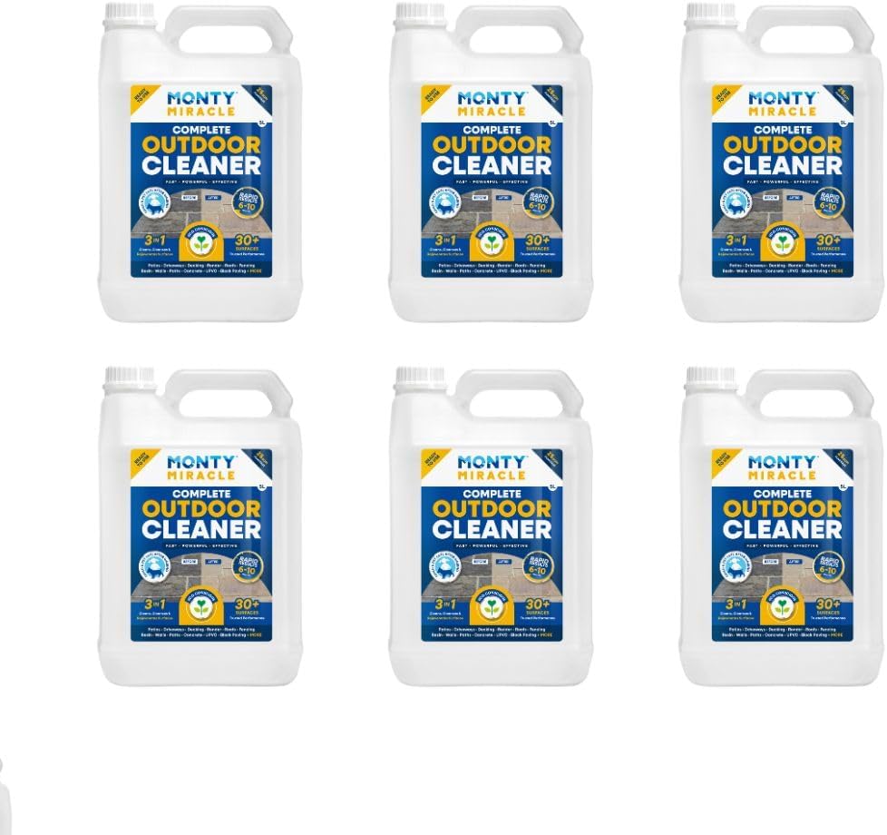 Monty Miracle Fast Patio Cleaner - 6 x 5L Outdoor Surface Cleaner for Patio, Decking, Fencing + More