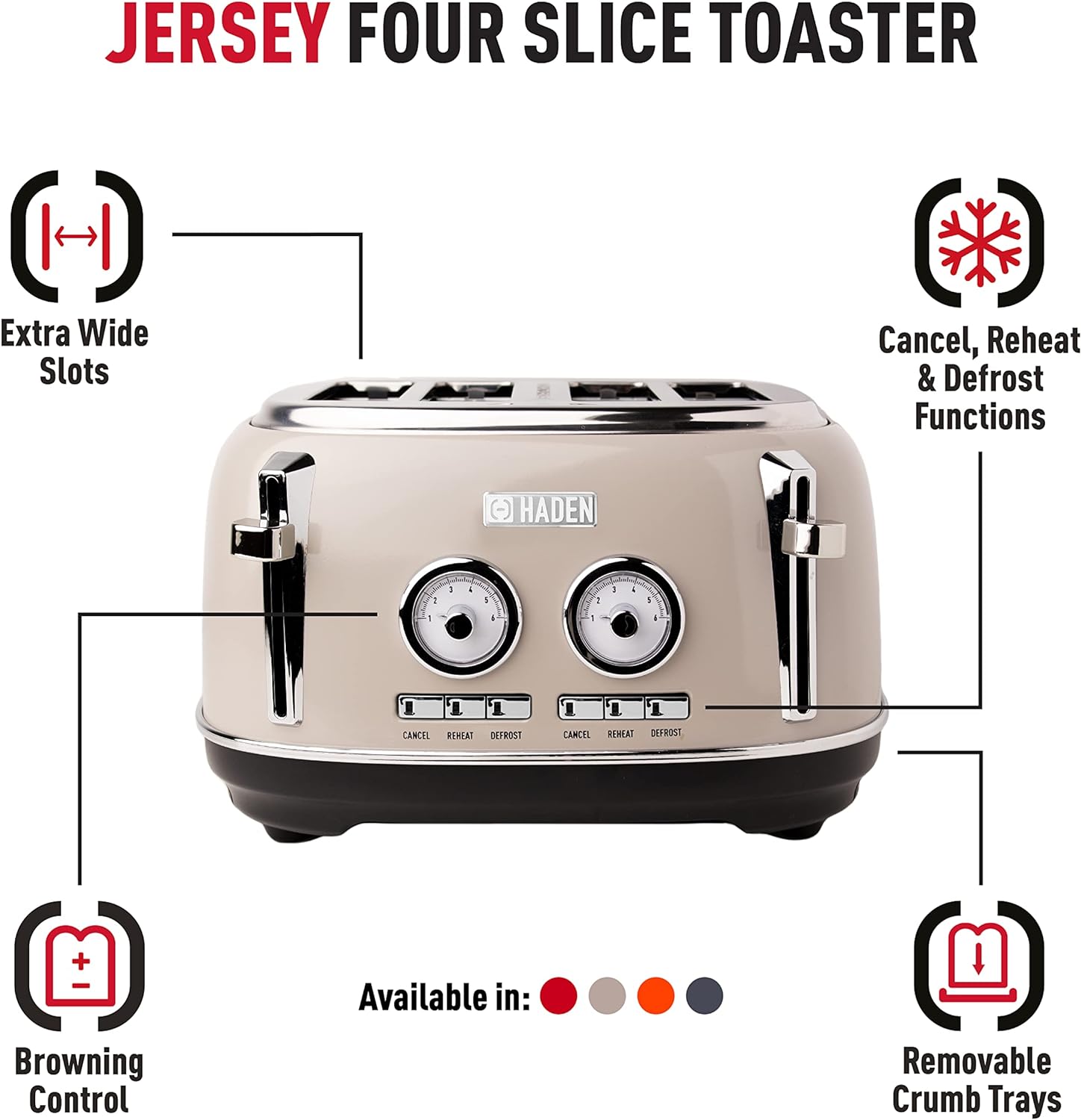 Haden Jersey 4 Slice Toaster Putty