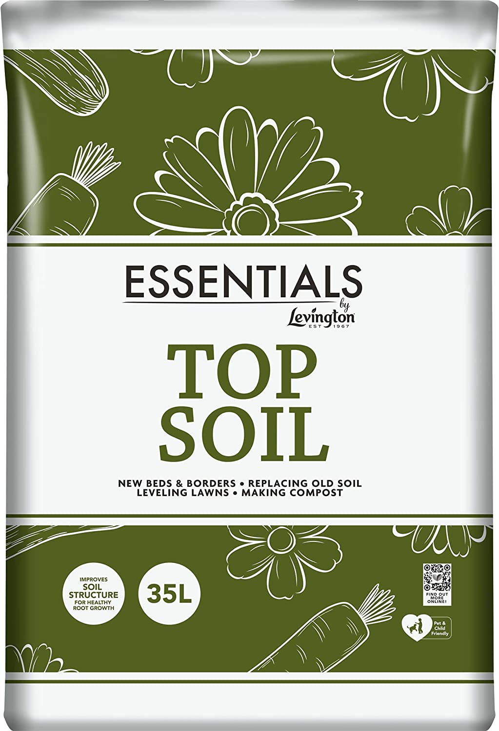 Levington Essentials Top Soil 35L Ripped bag