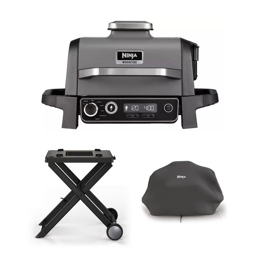 Ninja OG701UK Woodfire Electric BBQ Grill Kit Including Stand and Cover