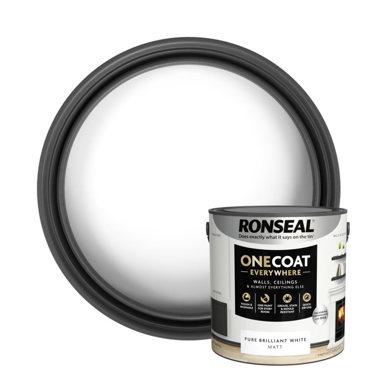 Ronseal One Coat Everywhere Matt Paint 2.5L Pure Brilliant White