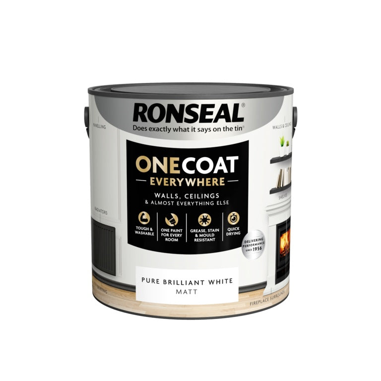 Ronseal One Coat Everywhere Matt Paint 2.5L Pure Brilliant White