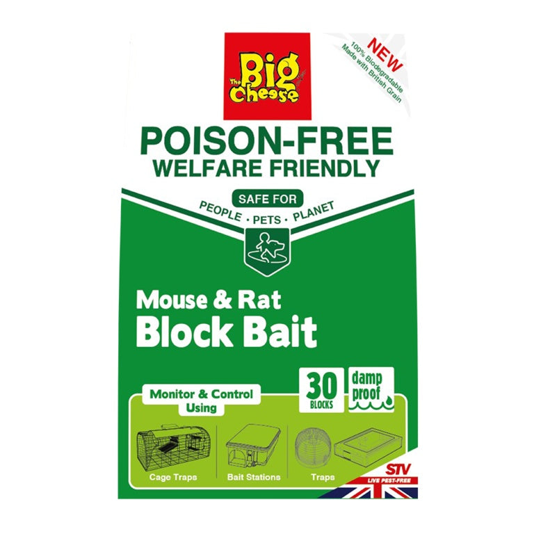 The Big Cheese Poison Free Mouse Rat Block Bait 30x10g