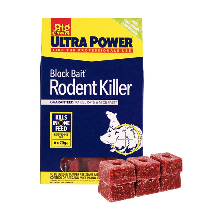 The Big Cheese Ultra Power Block Bait Rat Killer² Station Refills 6 x 20g blocks
