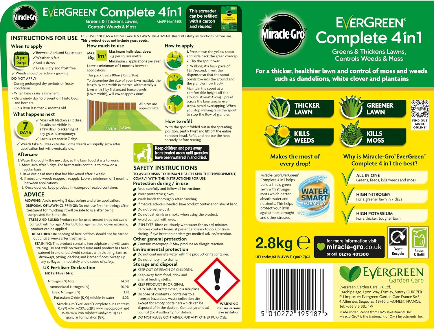 Miracle-Gro EverGreen Complete 4-in-1 SPREADER - 80m2