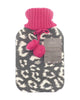 LARGE 1L NATURAL RUBBER HOT WATER BOTTLE WITH WARM KNITTED FLEECE FAUX FUR COVER