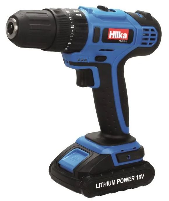 Hilka 18v Li-ion Cordless Hammer Drill in BMC