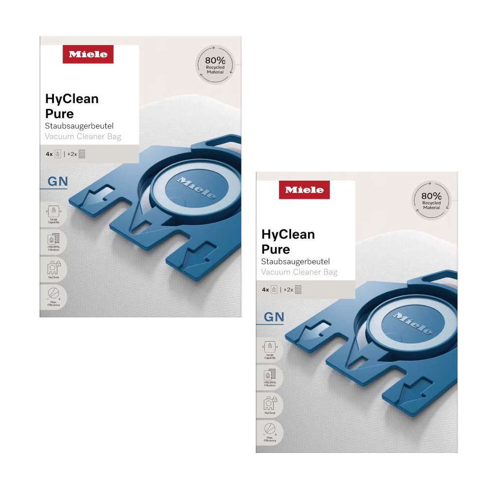 Pack of 2 Miele HyClean GN 3D Dustbags for Classic, Complete, S2000, S5000, and S8000 Series