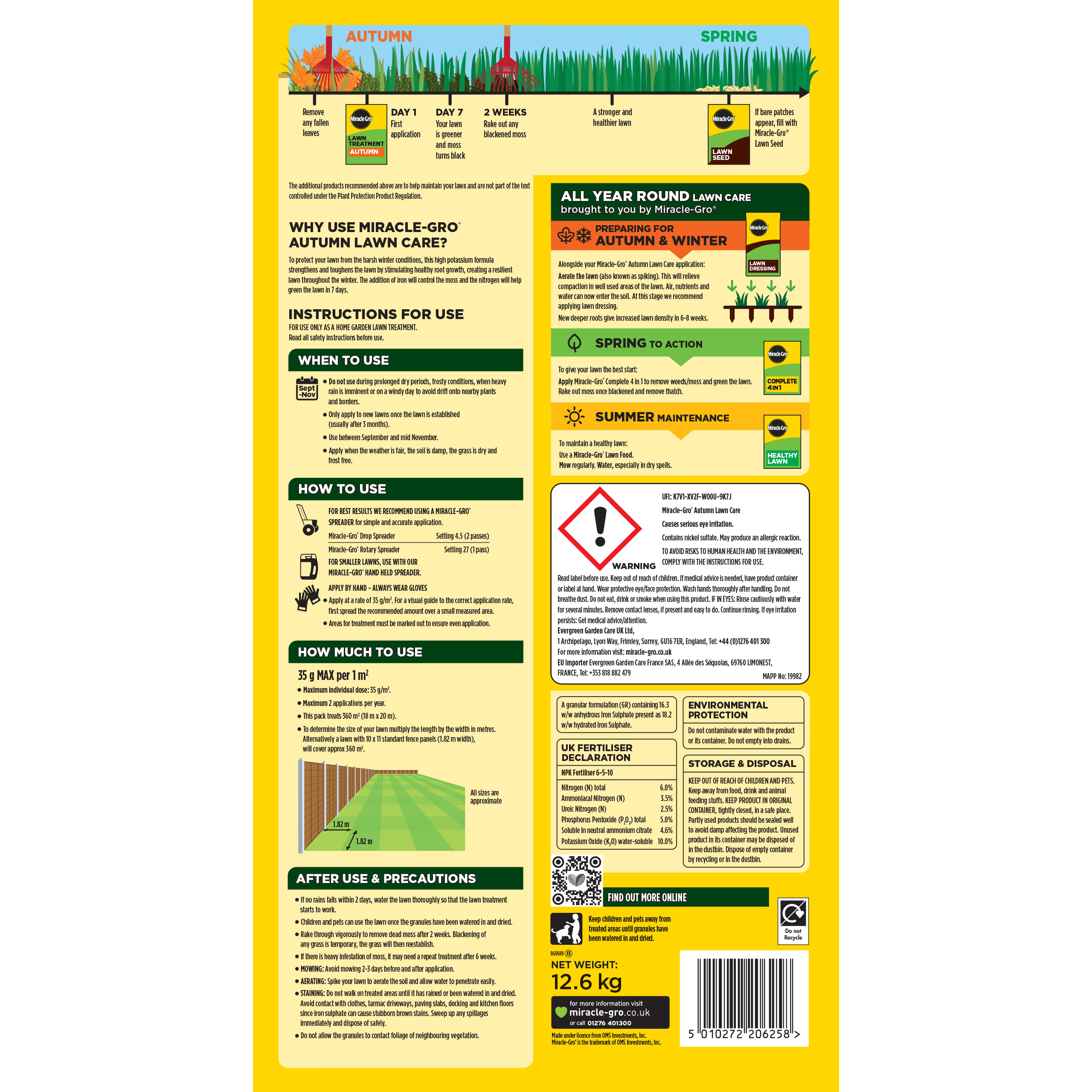 Evergreen Miracle-Gro Autumn Lawn Care Feed 360m2