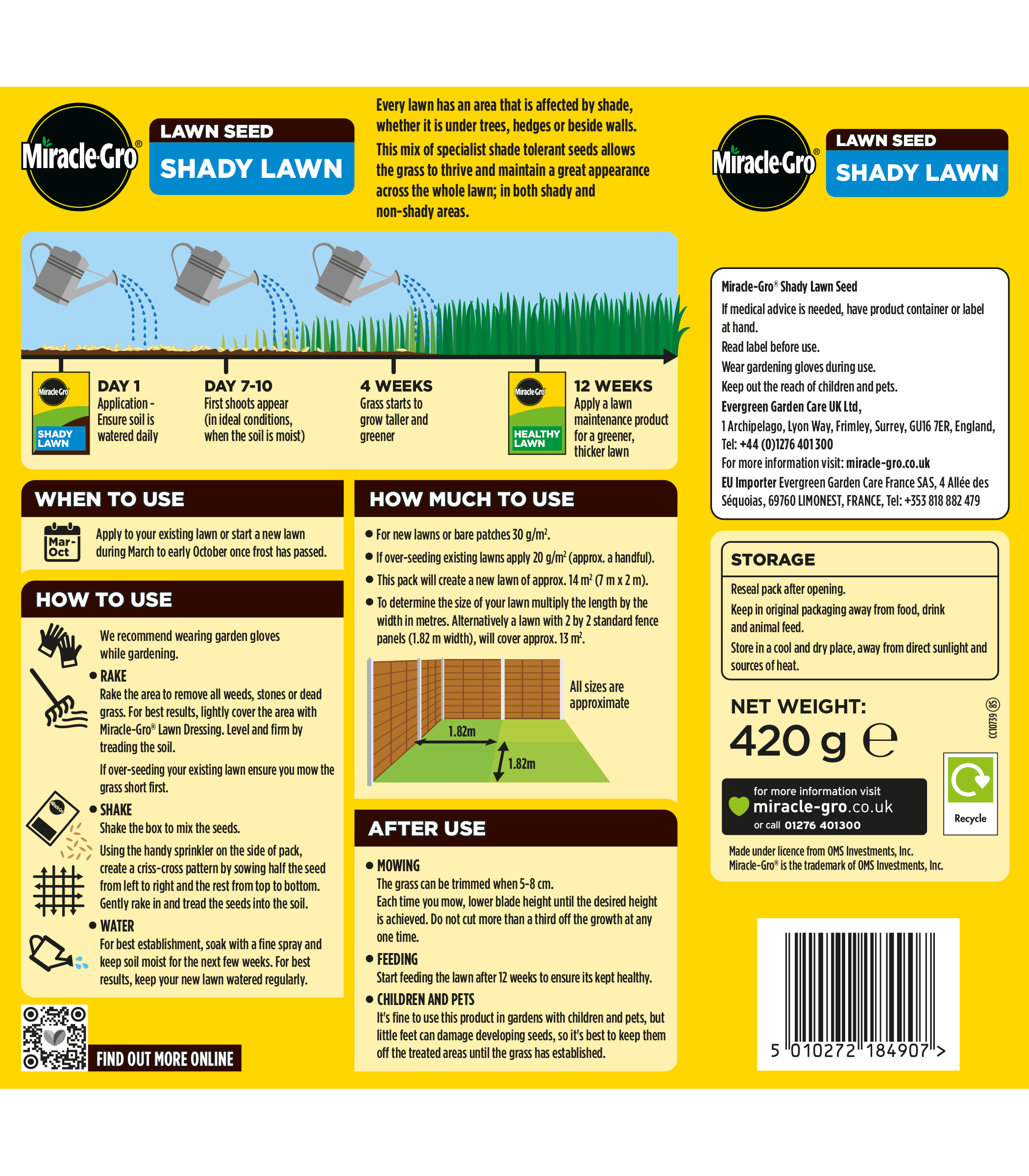 Miracle-Gro Shady Lawn Grass Seed 14m2 420g