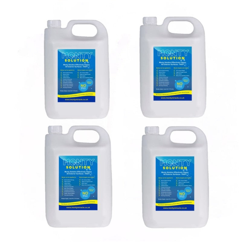 Monty Miracle Fast Patio Cleaner - 4 x 5L Outdoor Surface Cleaner for Patio, Decking, Fencing + More