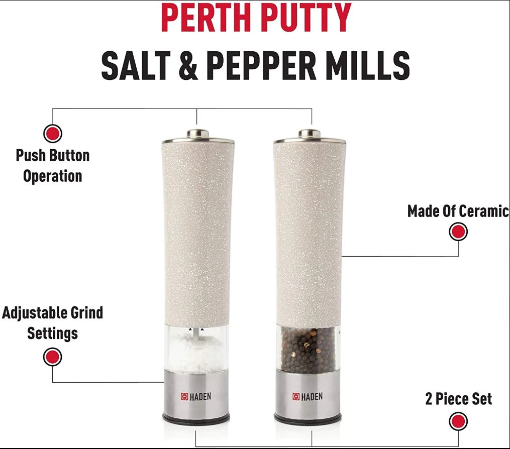 Haden Electronic Salt & Pepper Mills Putty