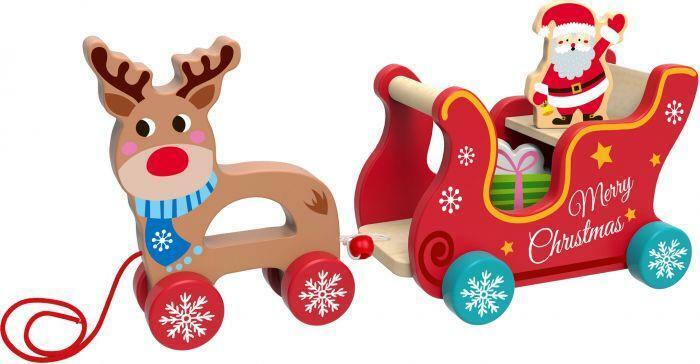 Tooky Toy Christmas Wooden Reindeer Cart