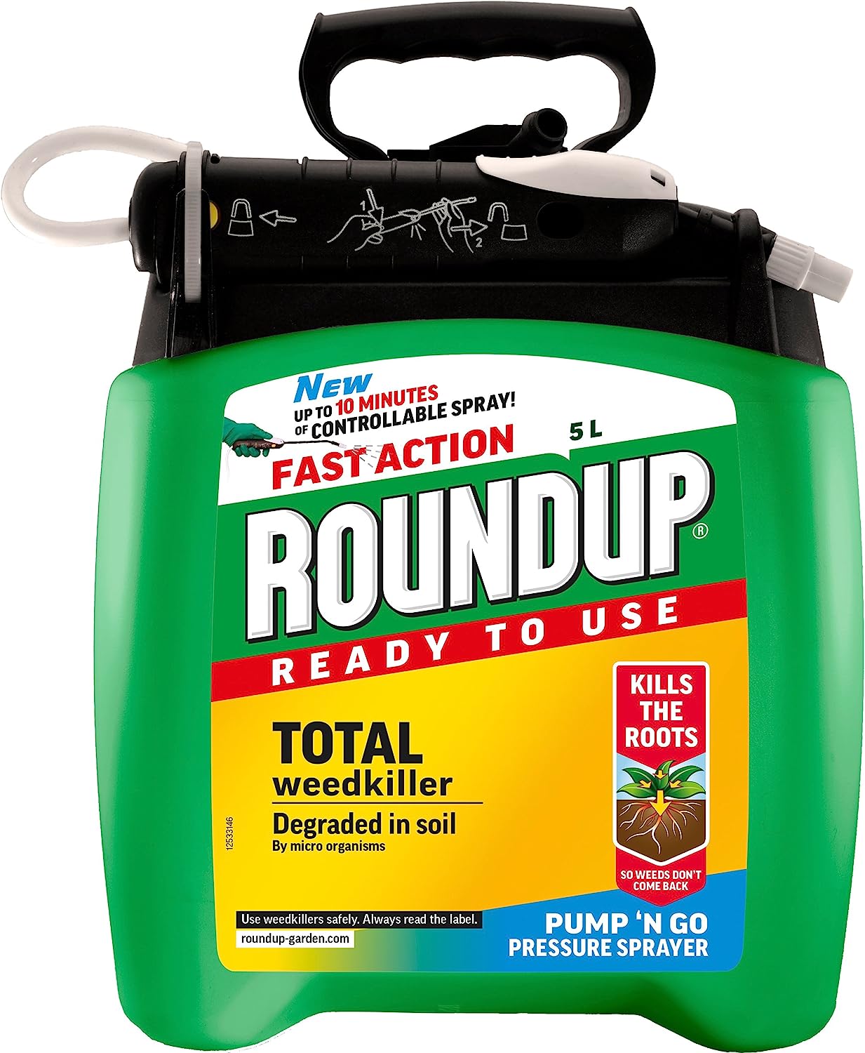 Roundup Fast Action Weedkiller Pump 'N Go Ready To Use Spray, 5 Litre