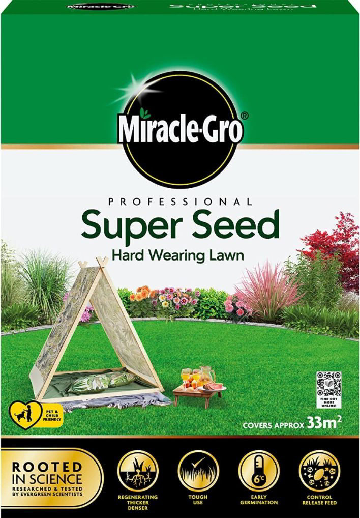 Miracle-Gro Professional Super Seed Hard Wearing Lawn 33m2