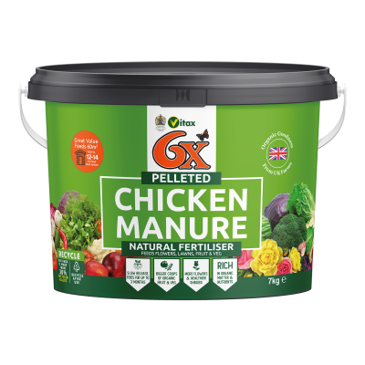 Vitax 6X Pelleted Chicken Poultry Manure 7kg Tub