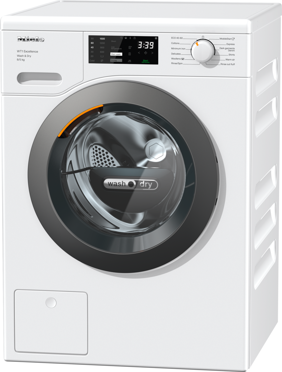 Miele WTD165 WPM 8/5kg Washer-Dryer, Lotus White, Graphite Door