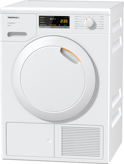 Miele TEA225WP Active 7kg Heat Pump Tumble Dryer, Lotus White, White Door