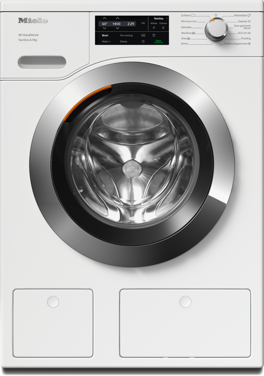 Miele WEG665 WCS TwinDos 9kg Washing Machine, Lotus White, Chrome Door