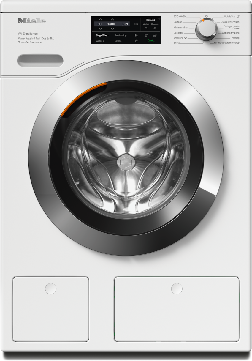 Miele WEH865 WCS PowerWash & TwinDos 8kg Washing Machine, Lotus White, Chrome Door