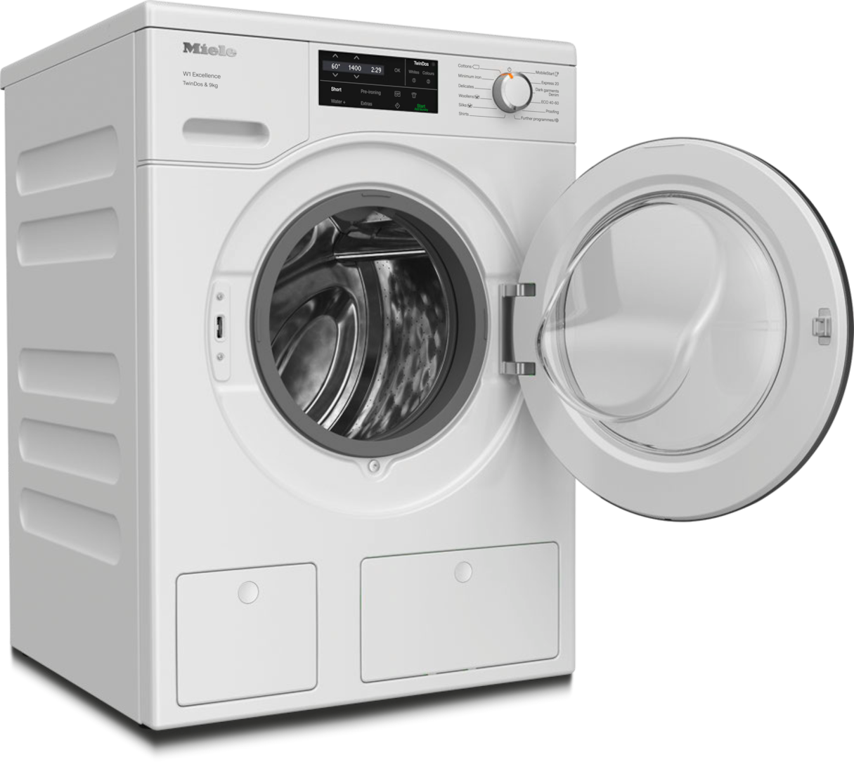 Miele WEG665 WCS TwinDos 9kg Washing Machine, Lotus White, Chrome Door