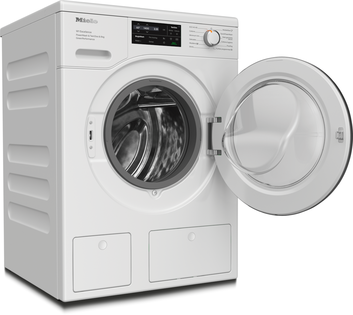 Miele WEH865 WCS PowerWash & TwinDos 8kg Washing Machine, Lotus White, Chrome Door