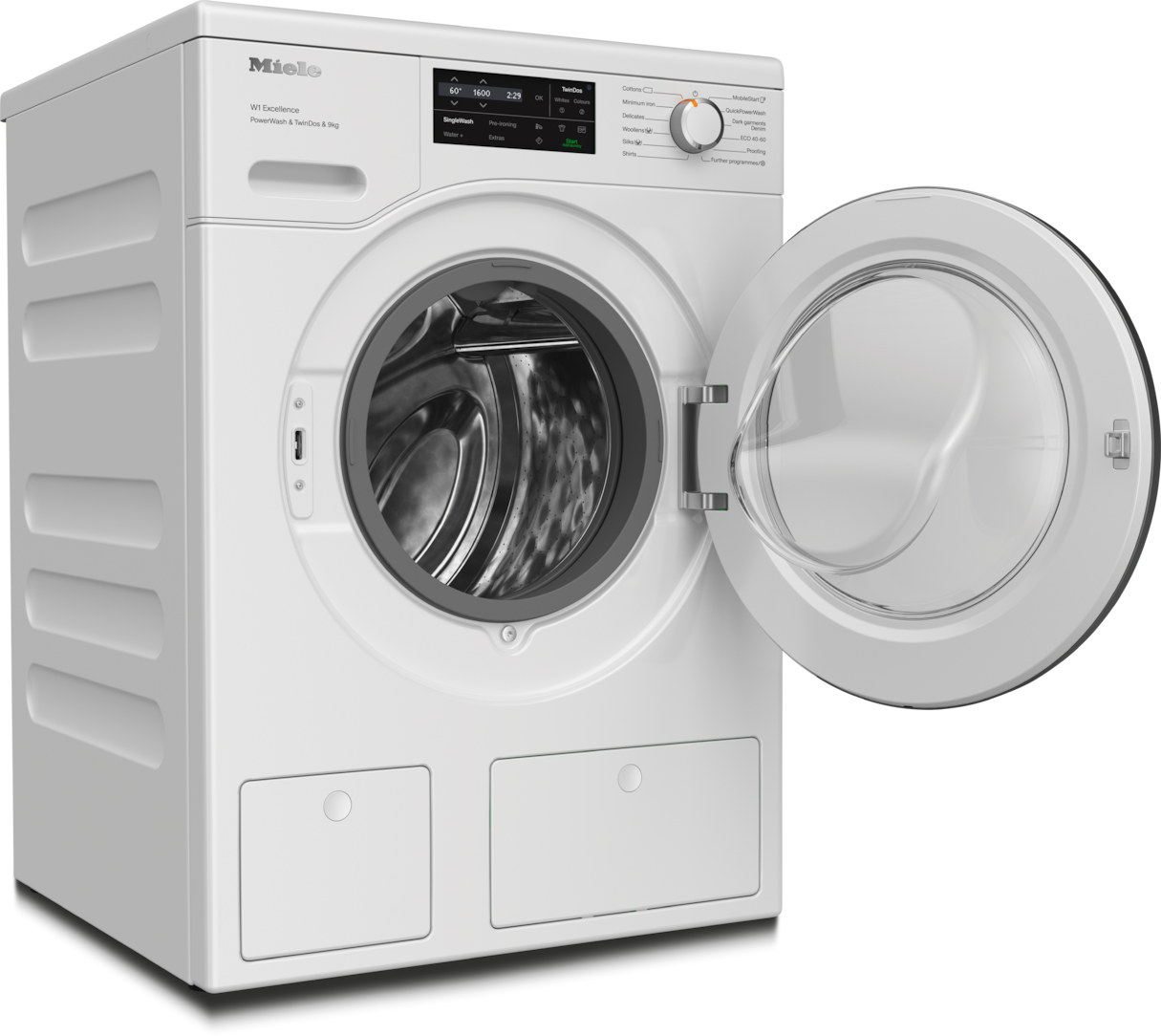 Miele WEI865 WCS PowerWash & TwinDos 9kg Washing Machine, Lotus White, Chrome Door