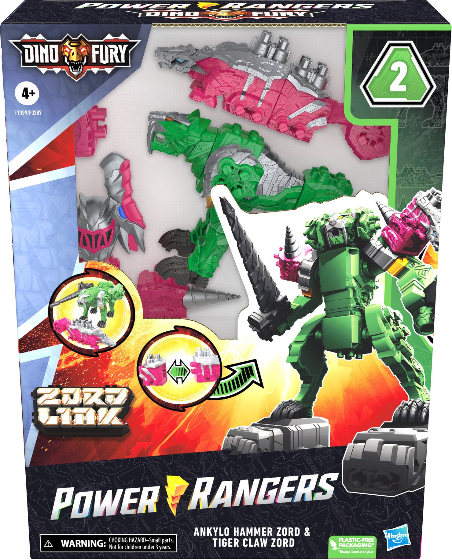 Power-Rangers-Dino-Fury-Pink-Ankylo-Hammer-Zord-&-Green-Tiger-Claw-Zord