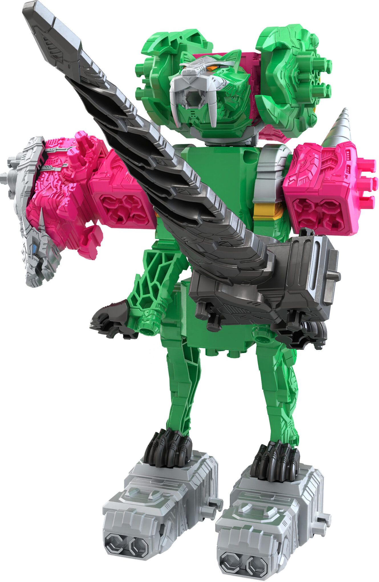 Power Rangers Dino Fury Pink Ankylo Hammer Zord & Green Tiger Claw Zord