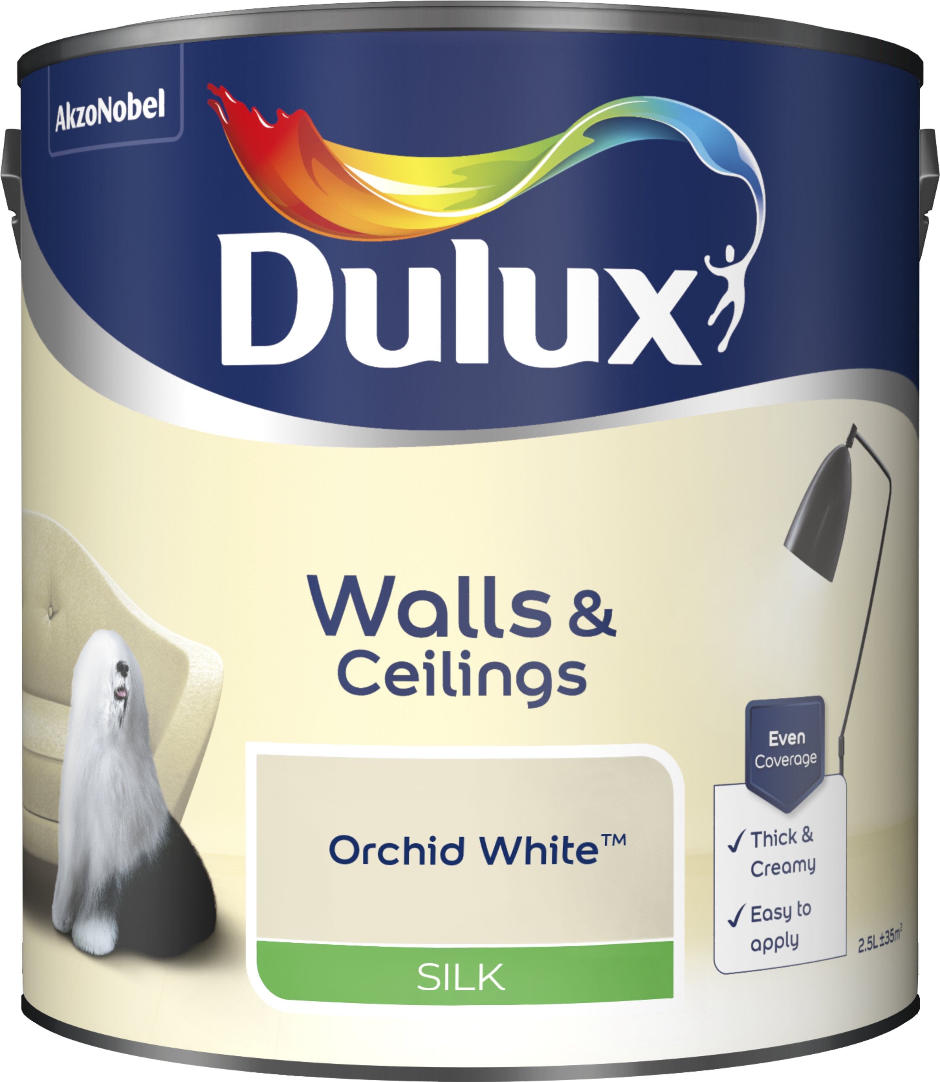 Dulux Silk Emulsion Paint For Walls And Ceilings - Orchid White 2.5L Garden & Diy Home Improvements
