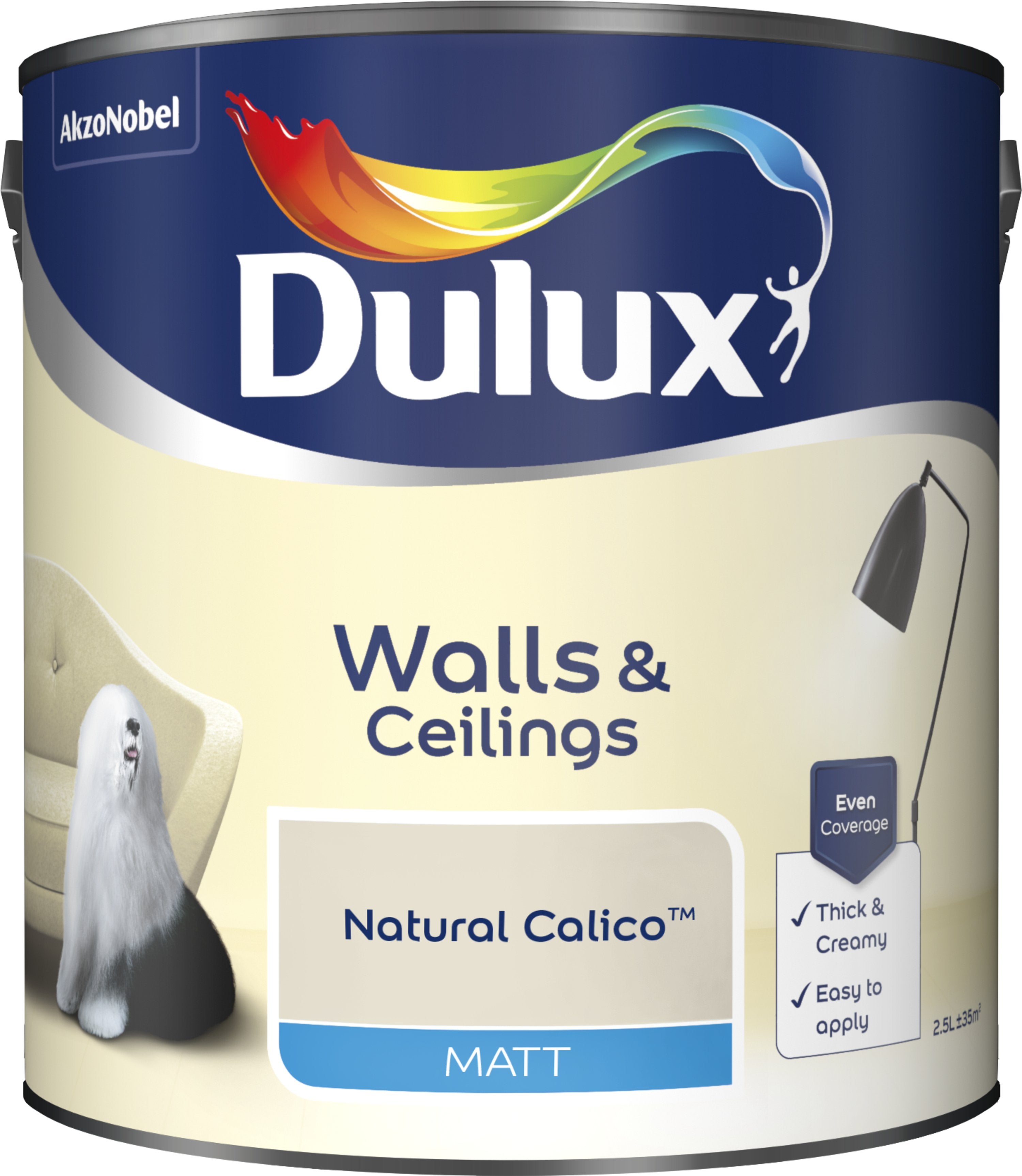 Dulux Matt Emulsion Paint For Walls And Ceilings - Natural Calico 2.5L Garden & Diy  Home