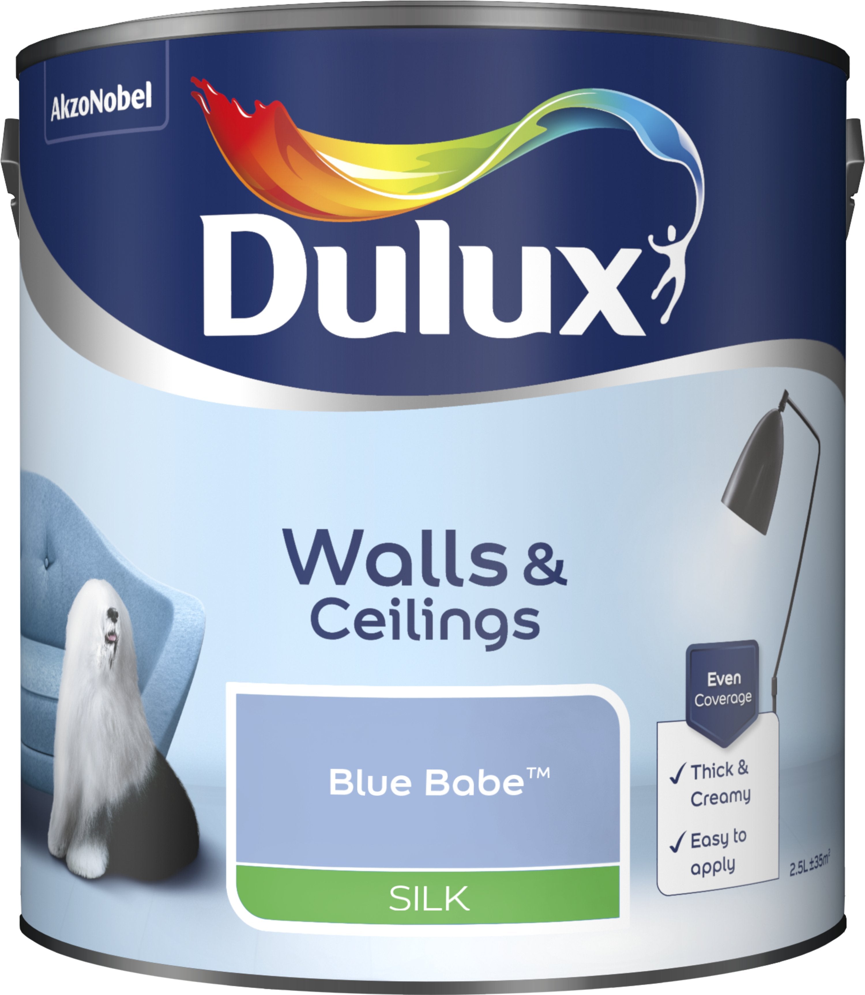 Dulux Silk Emulsion Paint For Walls And Ceilings - Blue Babe 2.5L Garden & Diy  Home Improvements  